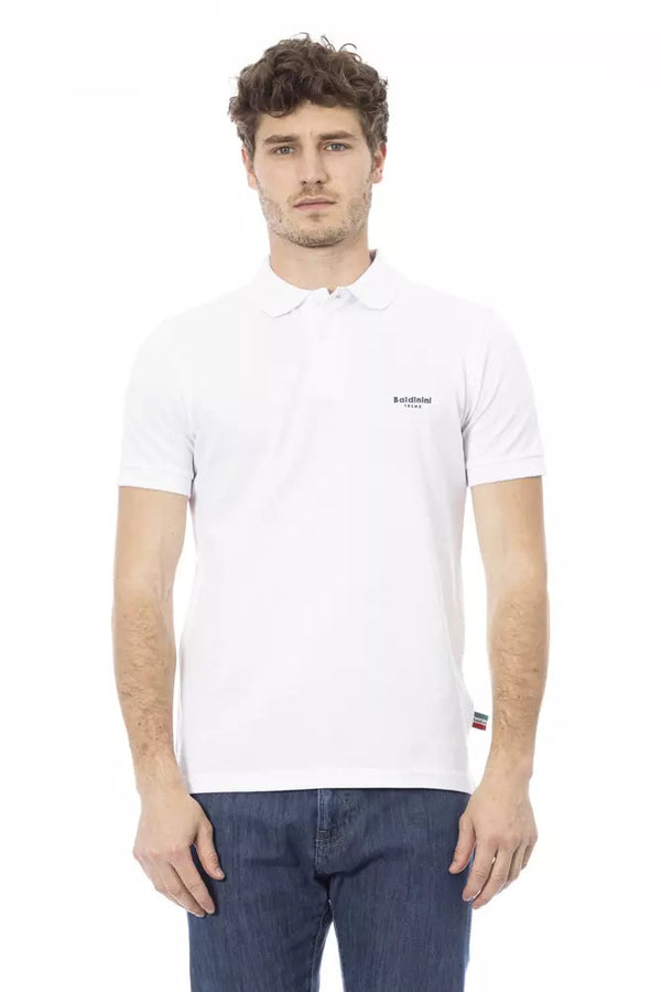 White Cotton Men Polo Shirt Baldinini Trend