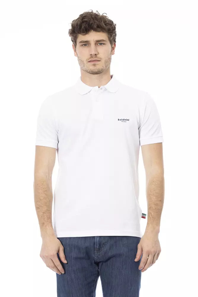 White Cotton Men Polo Shirt Baldinini Trend