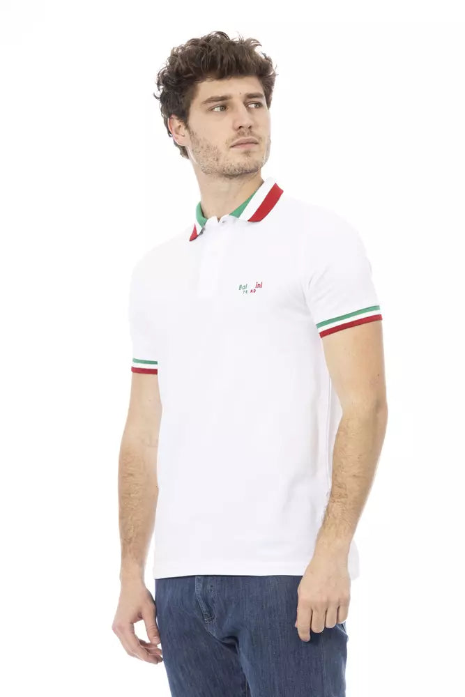 White Cotton Men Polo Baldinini Trend