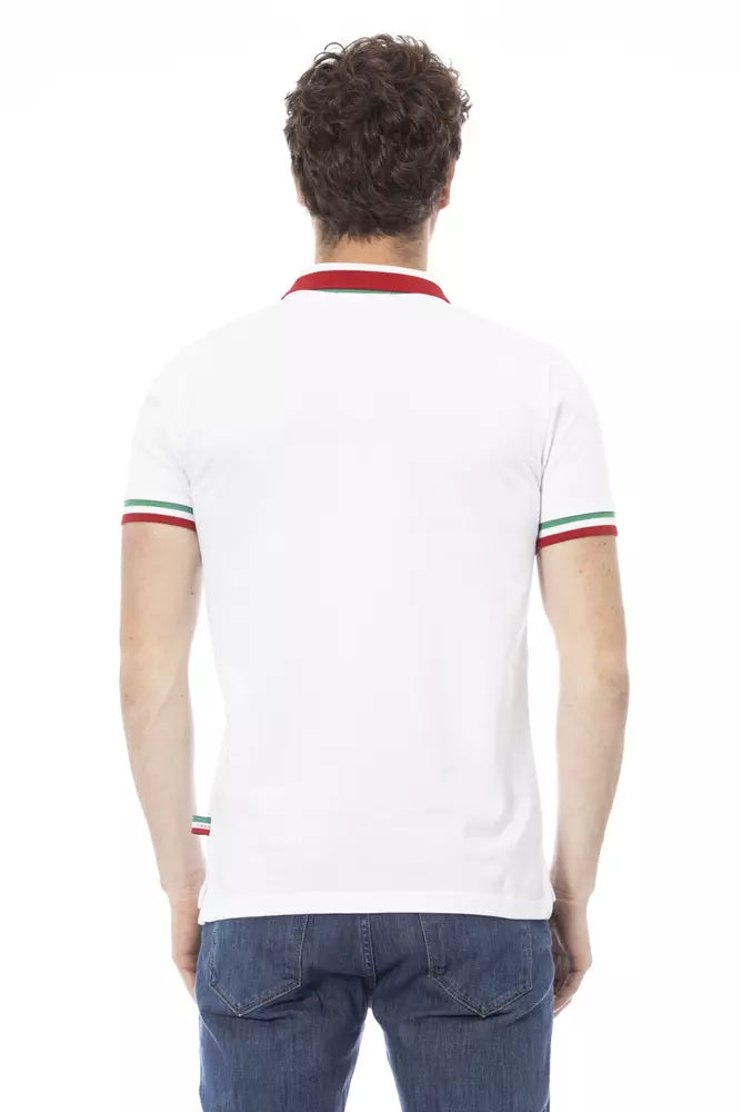 White Cotton Men Polo Baldinini Trend