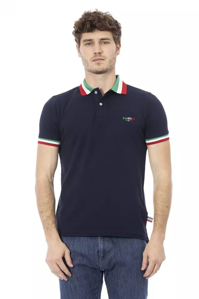 Blue Cotton Men Polo Baldinini Trend