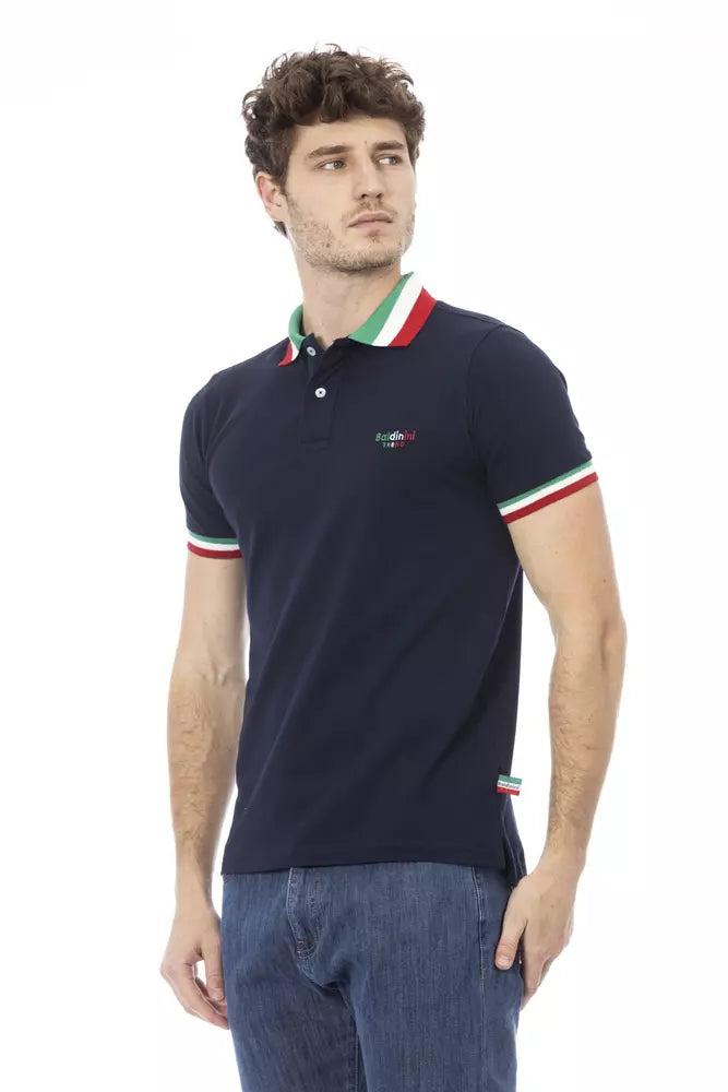 Blue Cotton Men Polo Baldinini Trend