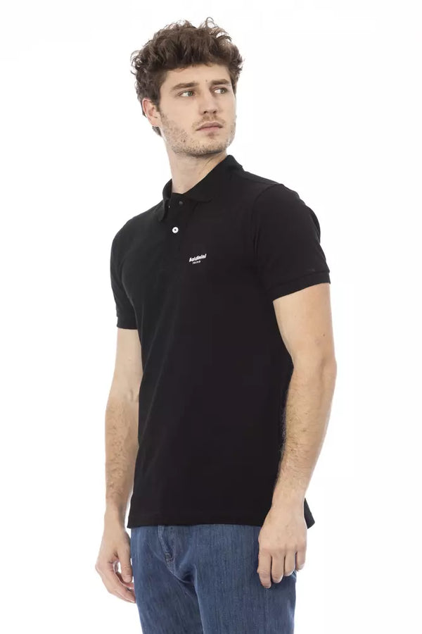 Black Cotton Men Polo Shirt Baldinini Trend