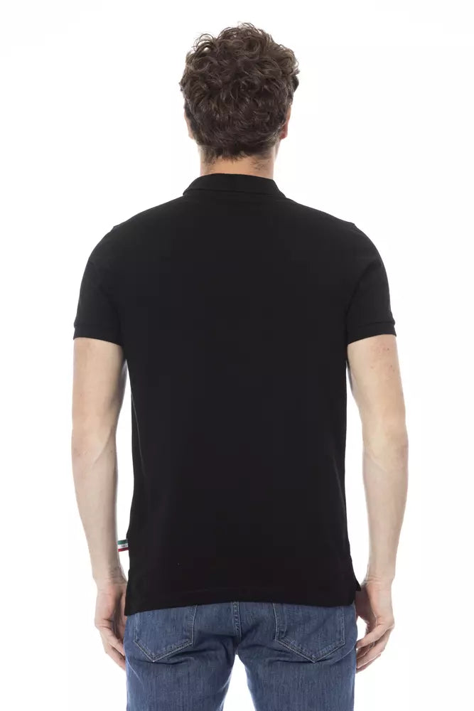 Black Cotton Men Polo Shirt Baldinini Trend