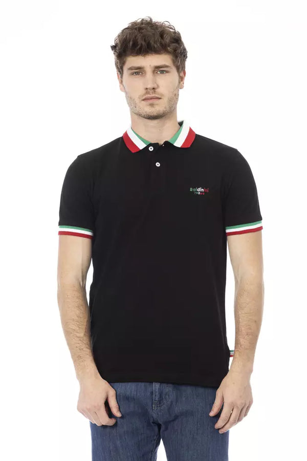 Black Cotton Men Polo Baldinini Trend