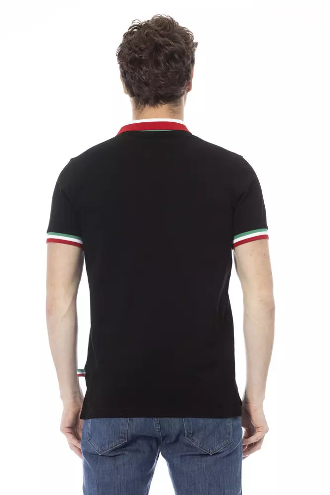 Black Cotton Men Polo Baldinini Trend