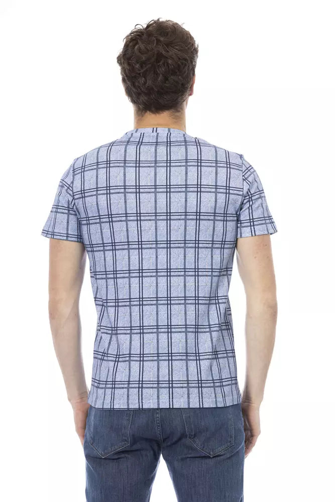 Light Blue Cotton Men T-Shirt Baldinini Trend