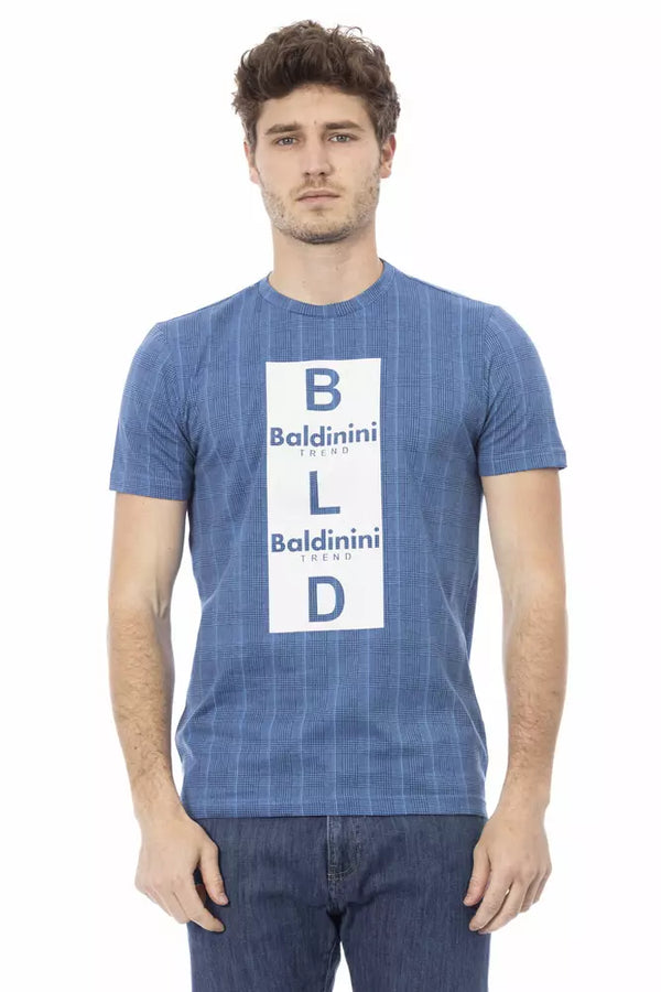 Light Blue Cotton Men T-Shirt Baldinini Trend