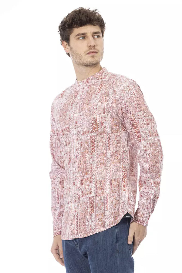 Red Cotton Men Shirt Baldinini Trend