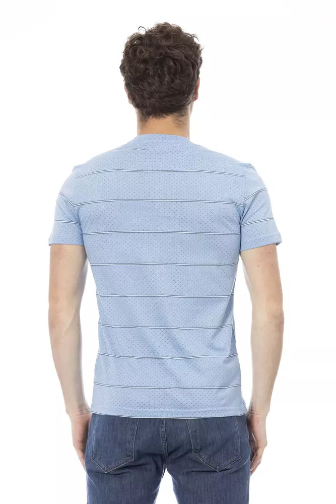 Light Blue Cotton Men T-Shirt Baldinini Trend