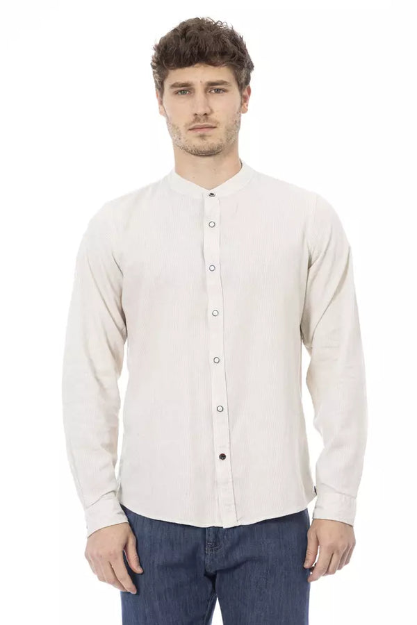 White Rayon Men Shirt Baldinini Trend