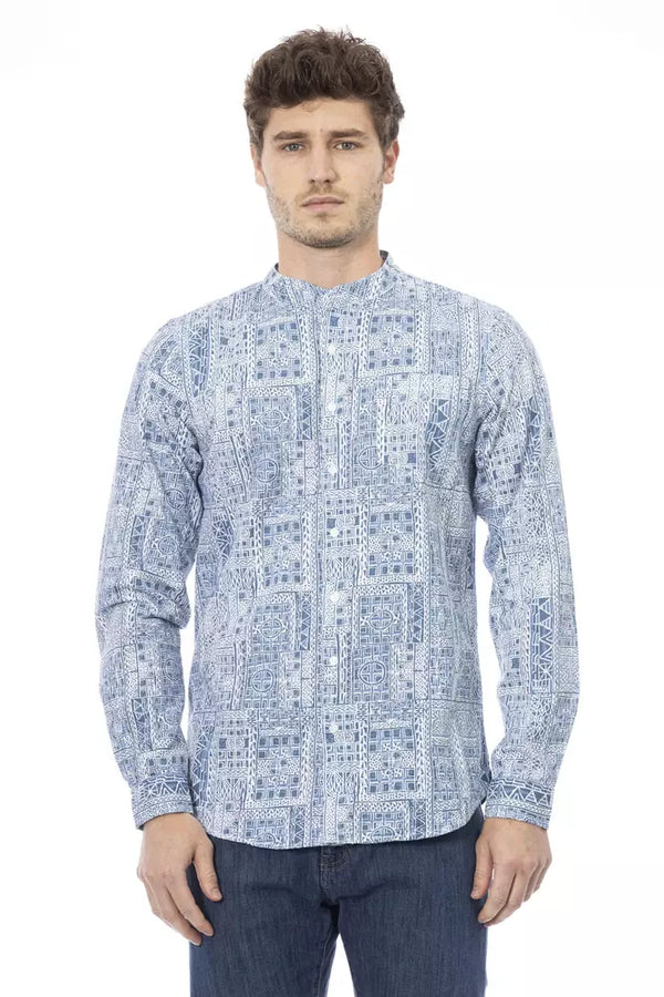 "Light Blue Cotton Men Shirt" Baldinini Trend