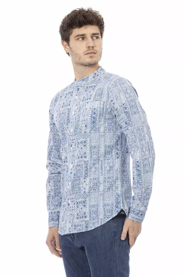 "Light Blue Cotton Men Shirt" Baldinini Trend