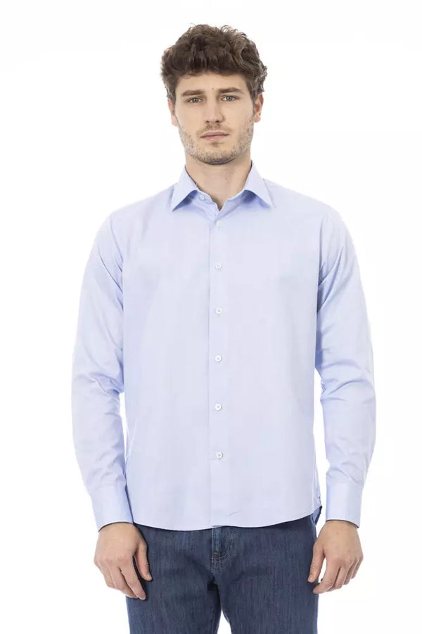 Light Blue Cotton Men Shirt Baldinini Trend