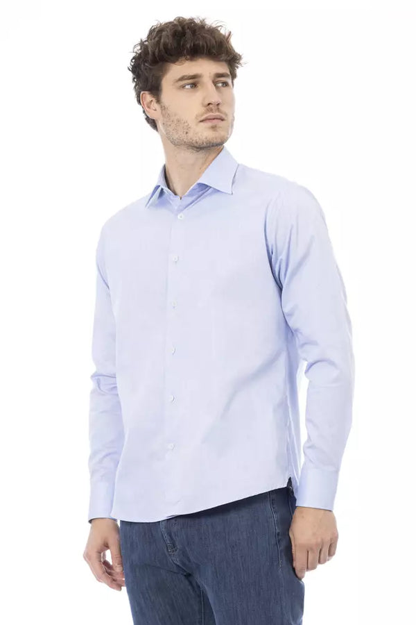 Light Blue Cotton Men Shirt Baldinini Trend