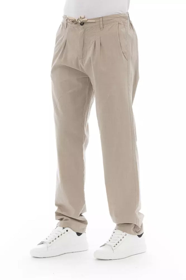 Beige Cotton Men Chino Pants Baldinini Trend