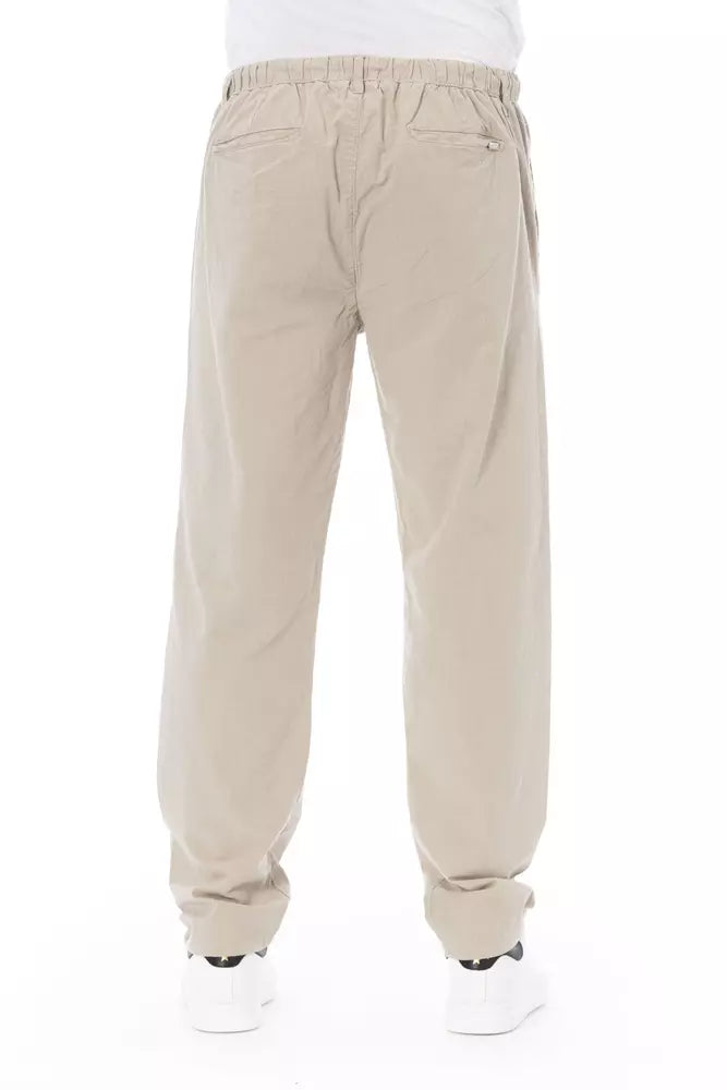 Beige Cotton Men Chino Pants Baldinini Trend