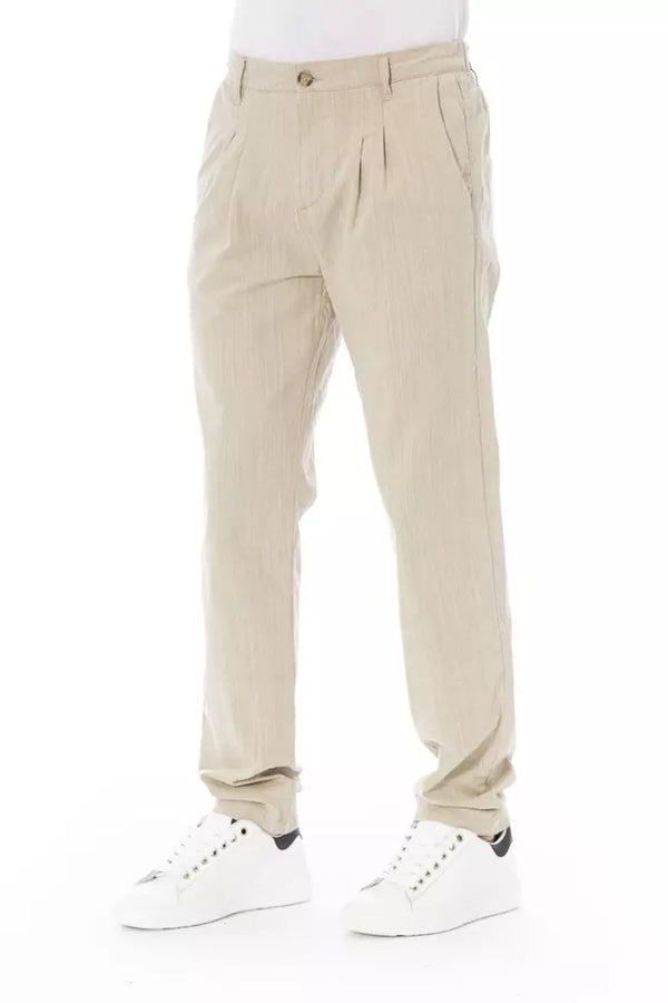 Beige Cotton Men Chino Pants Baldinini Trend