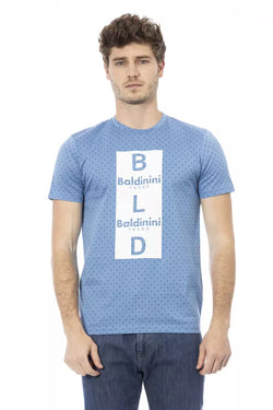 Light Blue Cotton Men T-Shirt Baldinini Trend