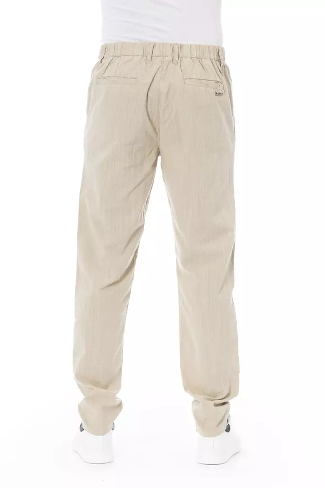 Beige Cotton Men Chino Pants Baldinini Trend