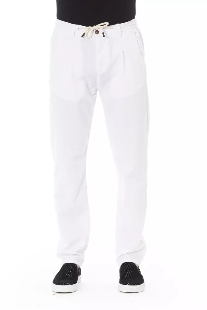 White Cotton Men Trouser Baldinini Trend