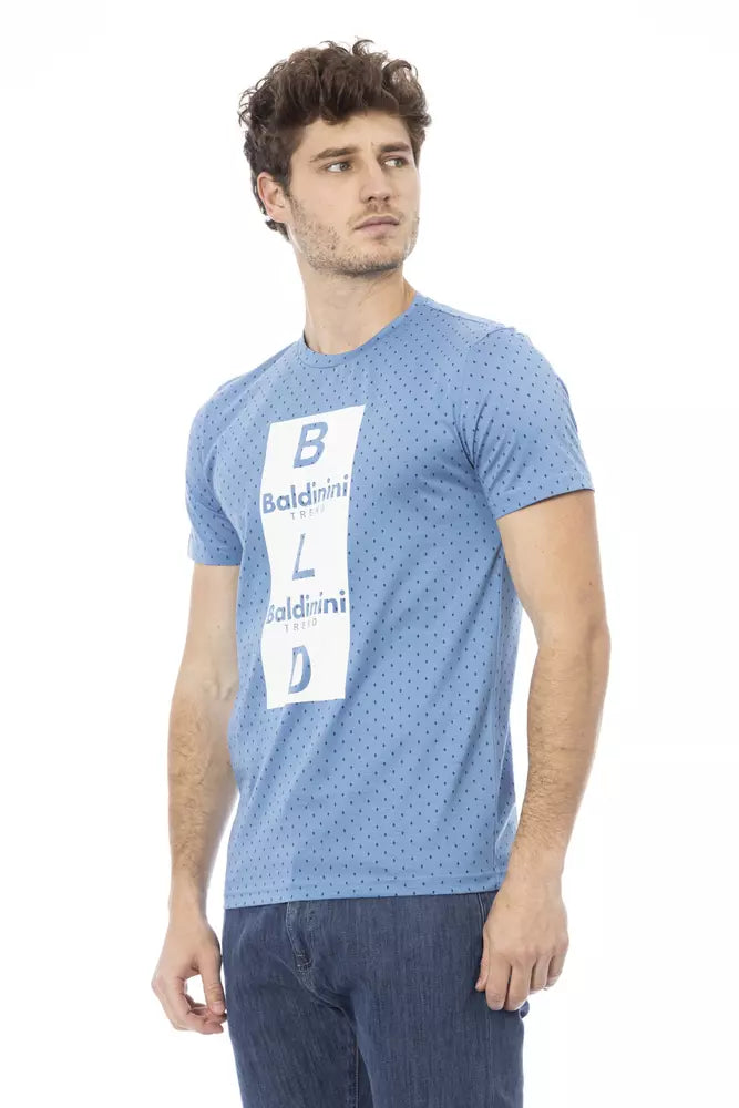 Light Blue Cotton Men T-Shirt Baldinini Trend