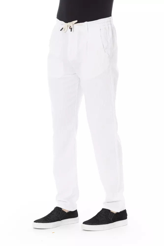 White Cotton Men Trouser Baldinini Trend