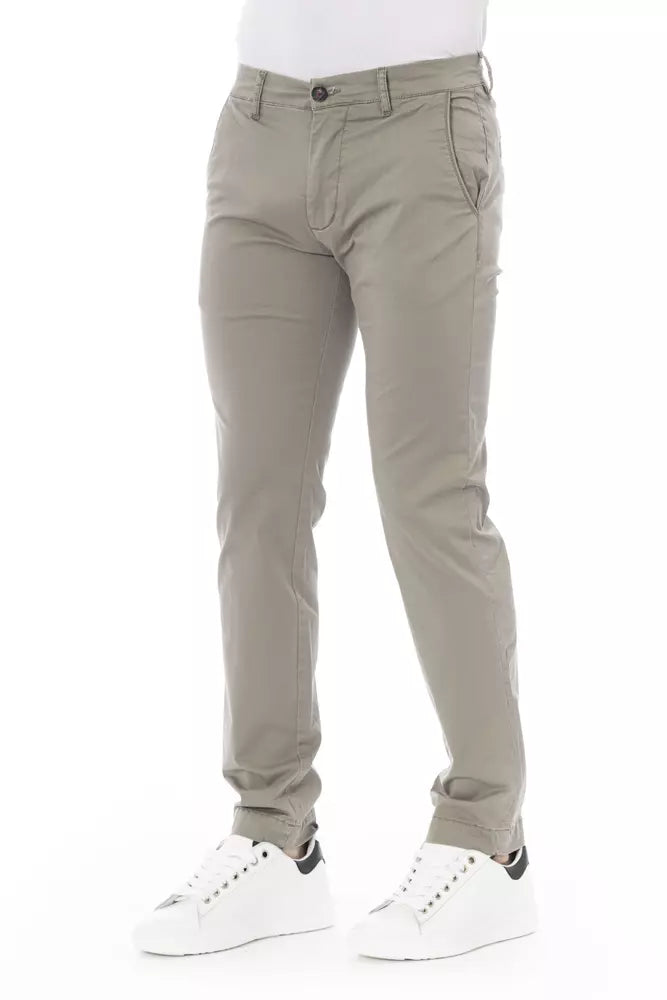 Beige Cotton Men Chino Baldinini Trend