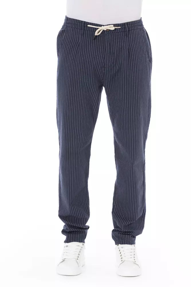 Blue Cotton Men Chino Pant Baldinini Trend