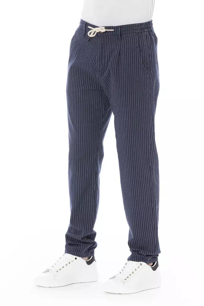 Blue Cotton Men Chino Pant Baldinini Trend