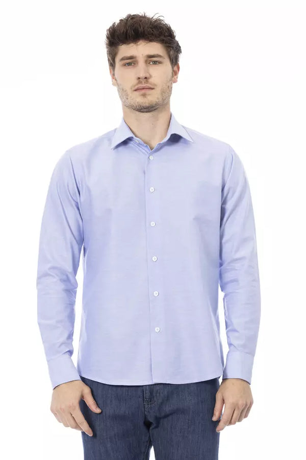 Light Blue Cotton Men Shirt Baldinini Trend