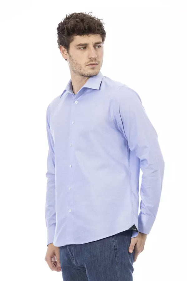 Light Blue Cotton Men Shirt Baldinini Trend