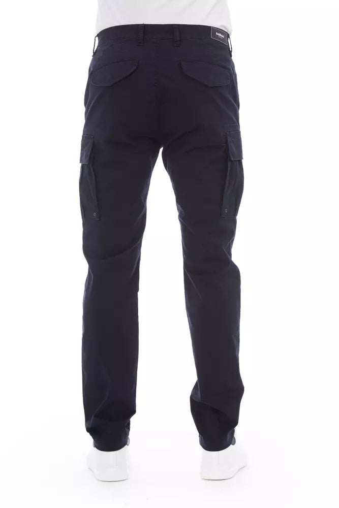 Blue Cotton Men Cargo Trouser Baldinini Trend