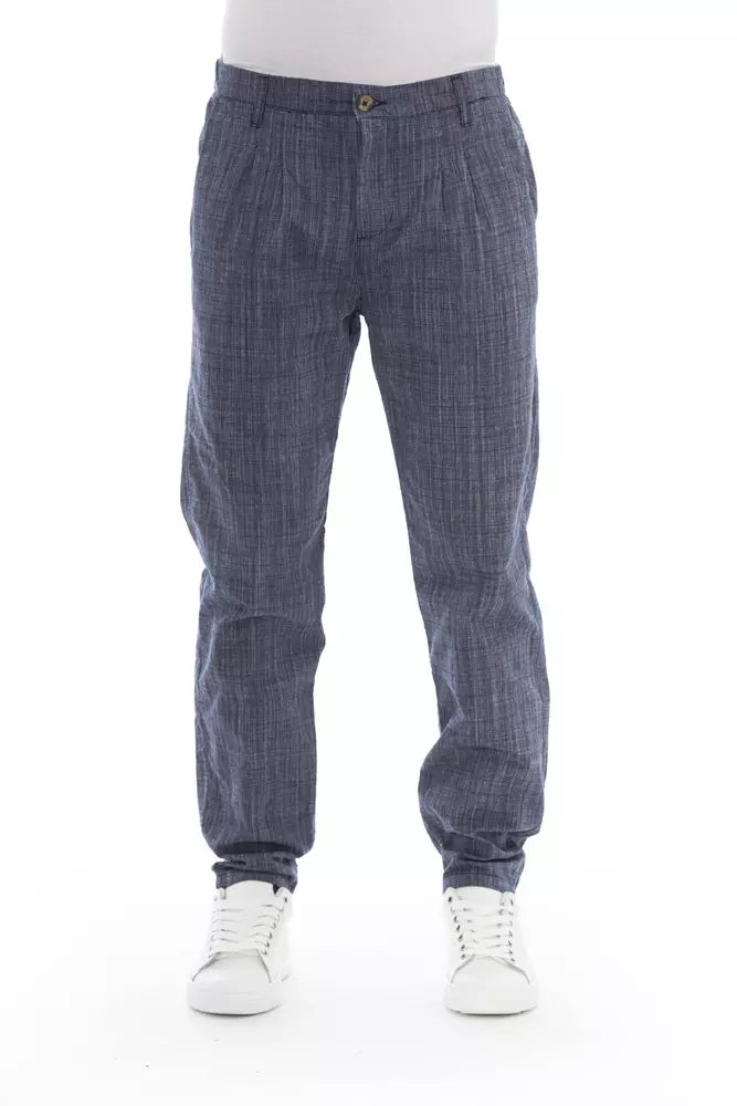 Blue Cotton Men Chino Pants Baldinini Trend