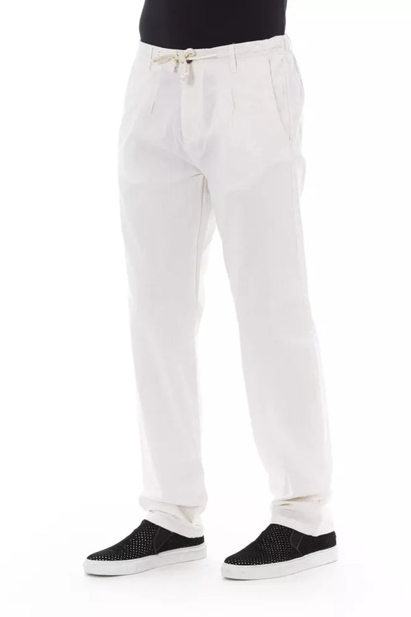 White Cotton Men Trouser Baldinini Trend