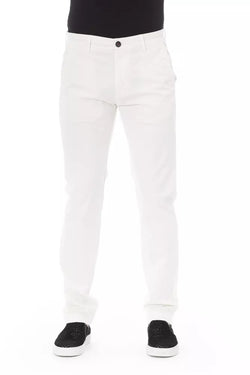 White Cotton Men Chino Trouser Baldinini Trend