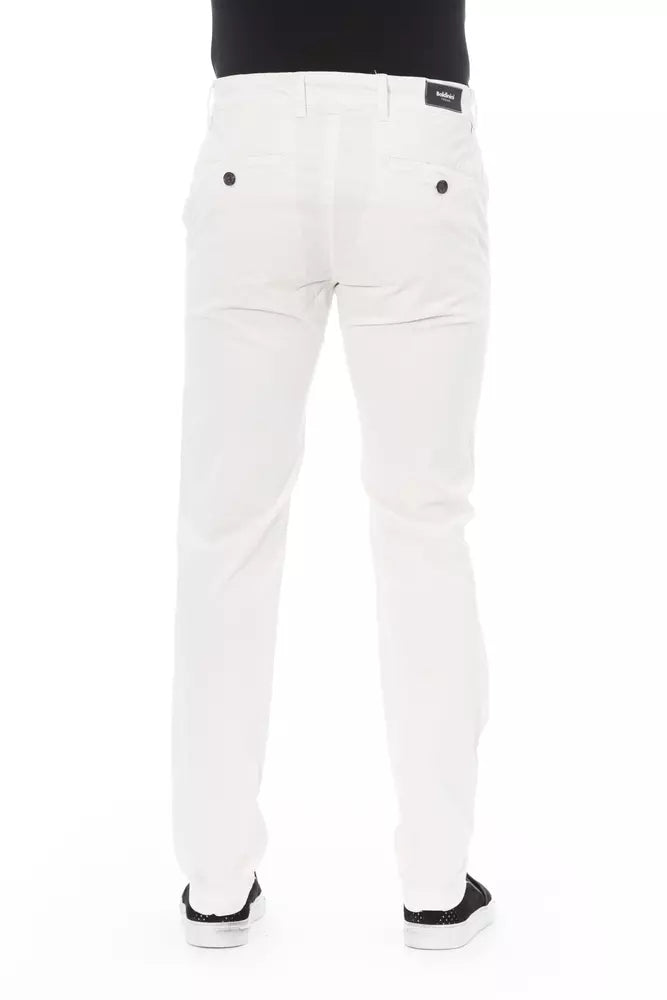 White Cotton Men Chino Trouser Baldinini Trend