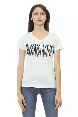 Light Blue Cotton Women Top Trussardi Action