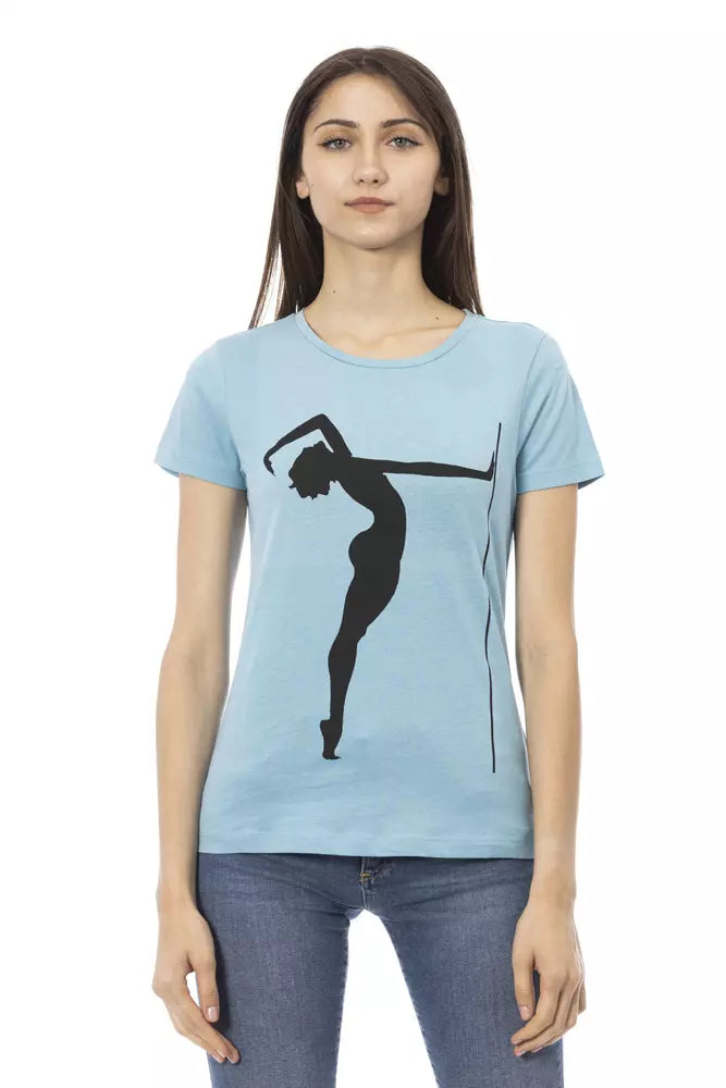 Light Blue Cotton Women Top Trussardi Action