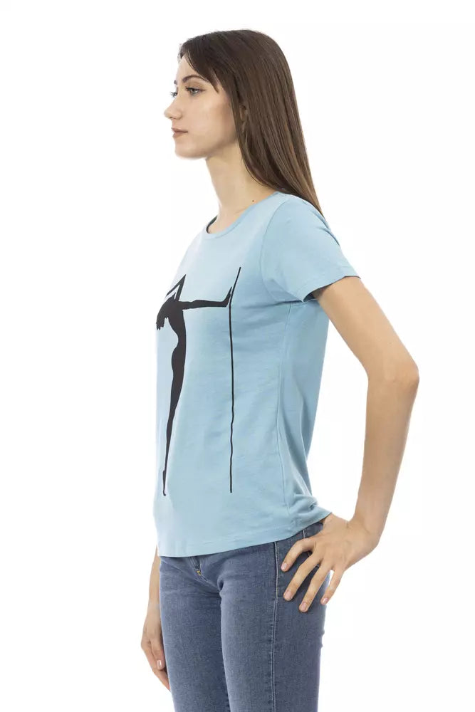 Light Blue Cotton Women Top Trussardi Action