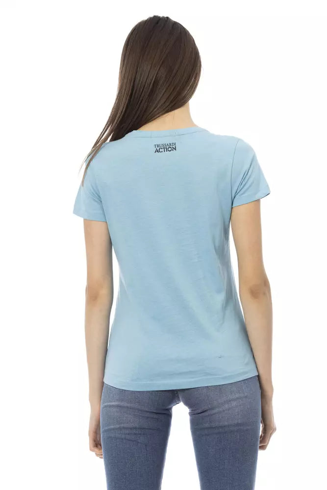 Light Blue Cotton Women Top Trussardi Action