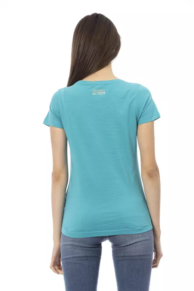 Light Blue Cotton Women Top Trussardi Action