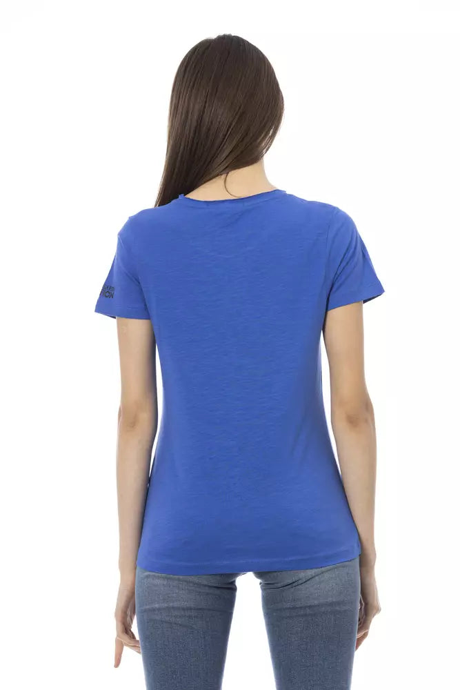 Blue Cotton Women Top Trussardi Action