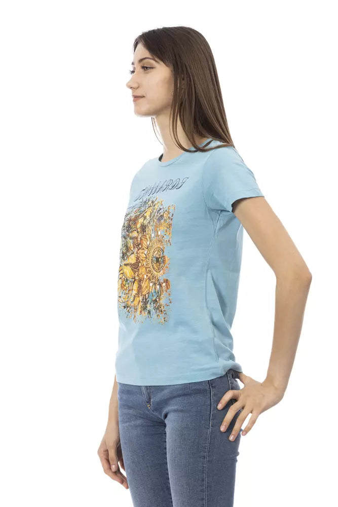 Light Blue Cotton Women Top Trussardi Action