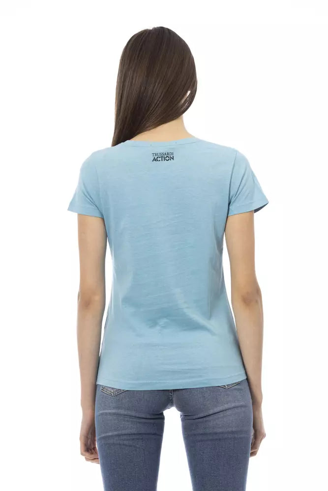 Light Blue Cotton Women Top Trussardi Action