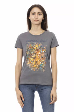 Gray Cotton Women Top Trussardi Action