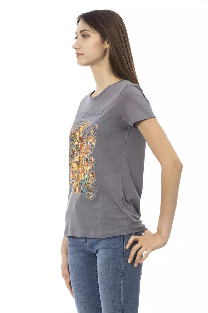 Gray Cotton Women Top Trussardi Action