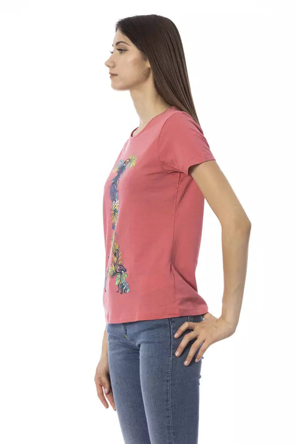 Chic Fuchsia Short Sleeve Fashion Tee Trussardi Action