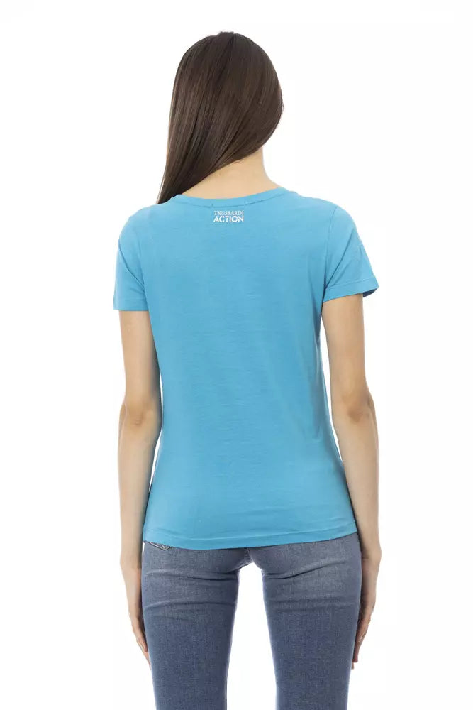 Light Blue Cotton Women Top Trussardi Action