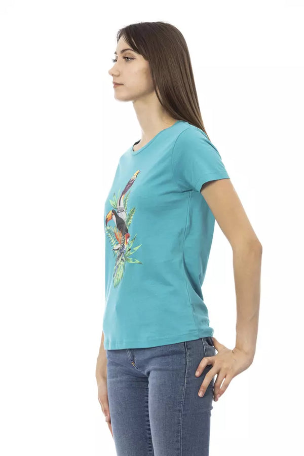 Light Blue Cotton Women Top Trussardi Action